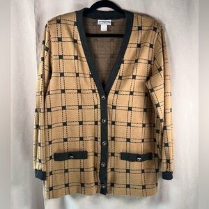 Alfred Dunner Long Sleeve Button Up Cardigan with Pockets - Size Small in Brown